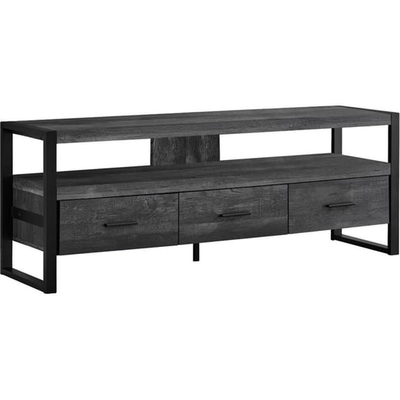 Pemberly Row 3 Drawer 60" Contemporary Industrial TV Stand Console in Black