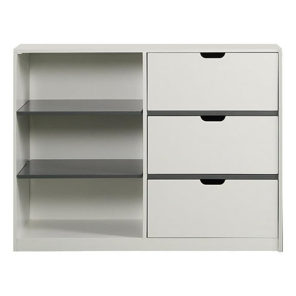 Pemberly Row 3-Drawer Contemporary Wood Cabinet in White/Gray