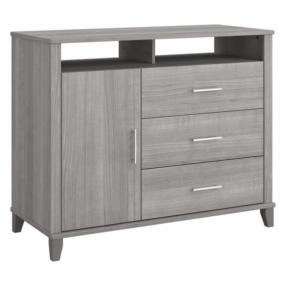 Pemberly Row 3 Drawer Dresser TV Stand in Platinum Gray - Engineered Wood
