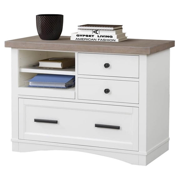 Pemberly Row 3-Drawer Lateral File Cabinet with Power Center in White