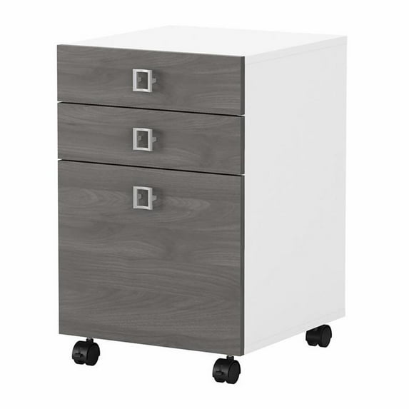 Pemberly Row 3 Drawer Mobile File Cabinet in Pure White & Gray - Engineered Wood