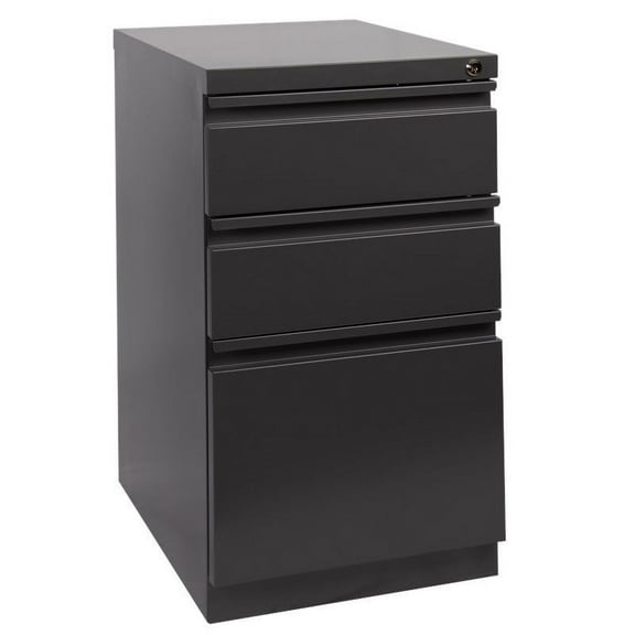 Pemberly Row 3 Drawer Mobile Pedestal Letter File Cabinet with Key Lock in Black