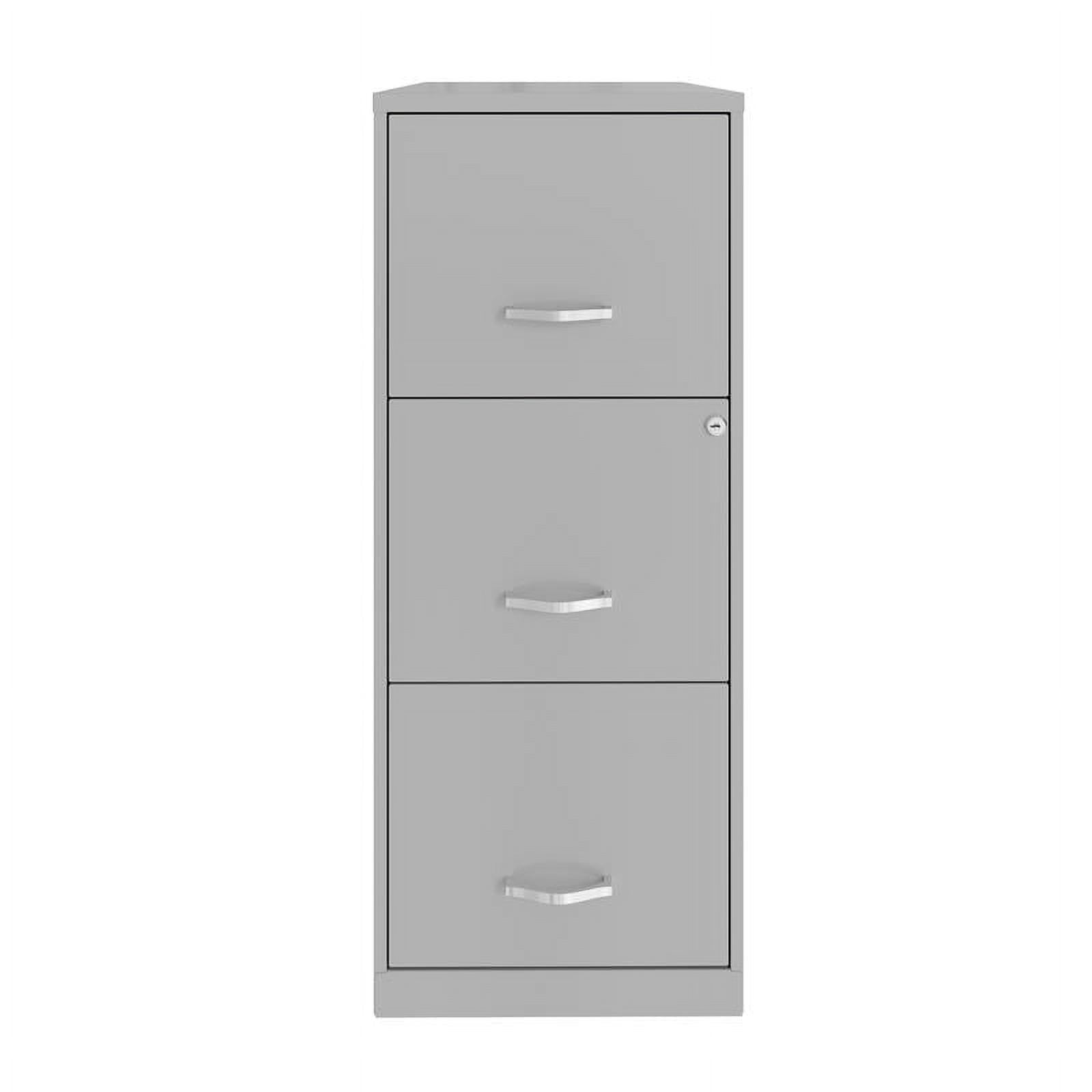 Pemberly Row 3 Drawer Modern Metal Vertical File with Lock in Silver