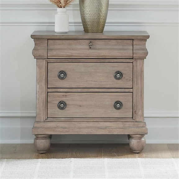 Pemberly Row 3 Drawer Nightstand with Louis Philippe Detail in Saddle Tan