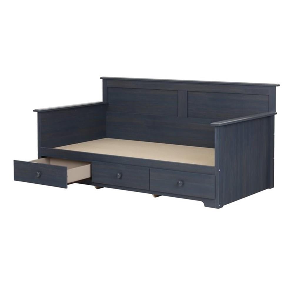 Twin Blueberry Wood Frame Daybed with 3 Storage Drawers