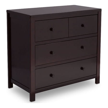 Pemberly Row 3-Drawer Wood and Metal Dresser in Dark Chocolate