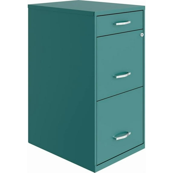 Pemberly Row 3 Drawers 27.32" Vertical Turquoise Metal Filing Cabinet Lockable Pre-Assembled Stationary Letter Size for Home, Office