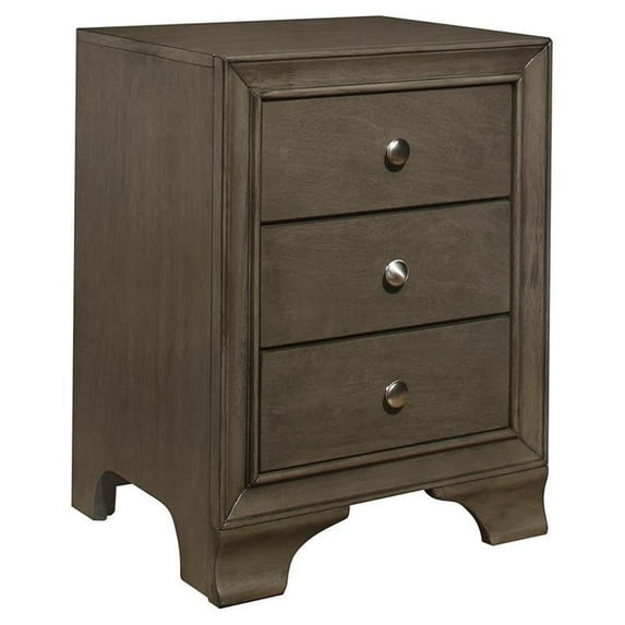 Pemberly Row 3-Drawers Transitional Wood Nightstand in Gray