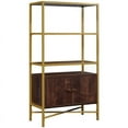thumbnail image 1 of Pemberly Row 3 Glass Shelf Bookcase in Rich Walnut and Gold, 1 of 13