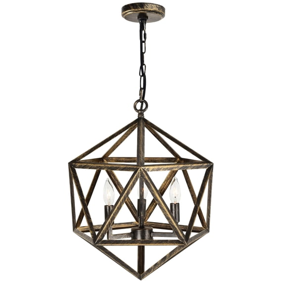 Pemberly Row 3 Light Up Farmhouse Metal Pendant in Antique Forged Copper