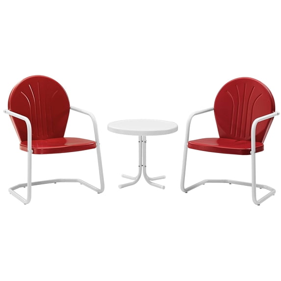 Pemberly Row 3 Metal Outdoor Seating Set in Red