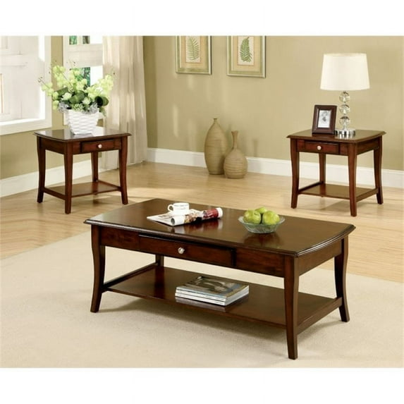 Pemberly Row 3 Piece Coffee Table Set in Dark Oak