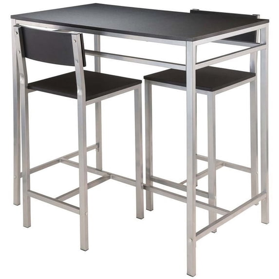 Pemberly Row 3 Piece Counter Height Dining Set in Black