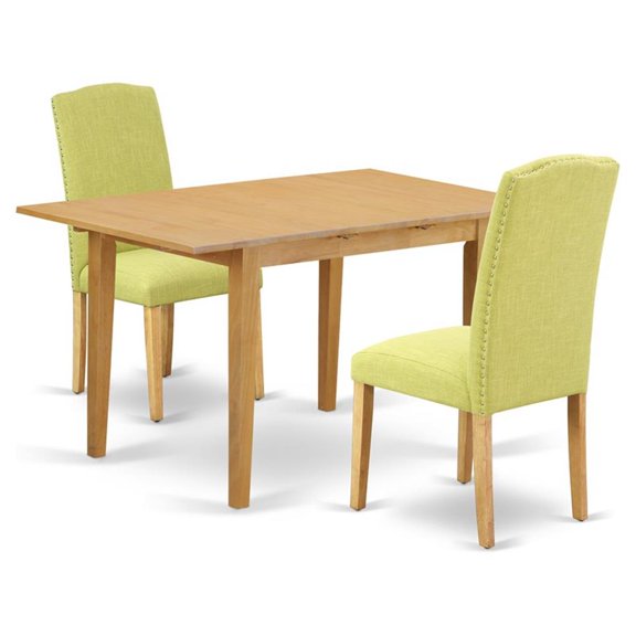 Pemberly Row 3-Piece Dining Set with Wood Table in Oak Limelight Finish