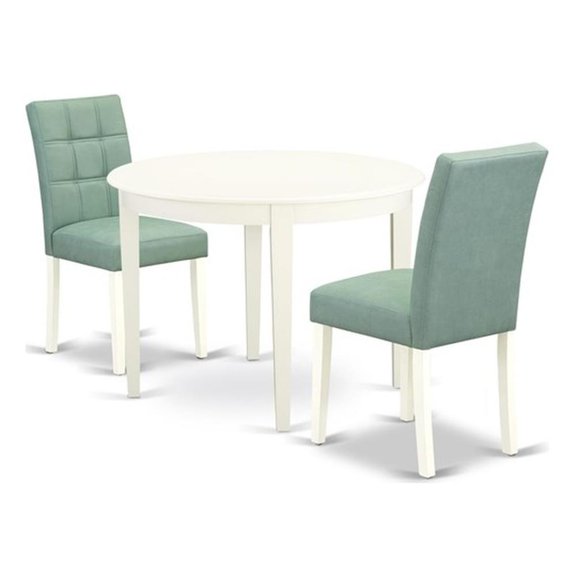 Pemberly Row 3-Piece Dining Table Set in Linen White and Willow Green