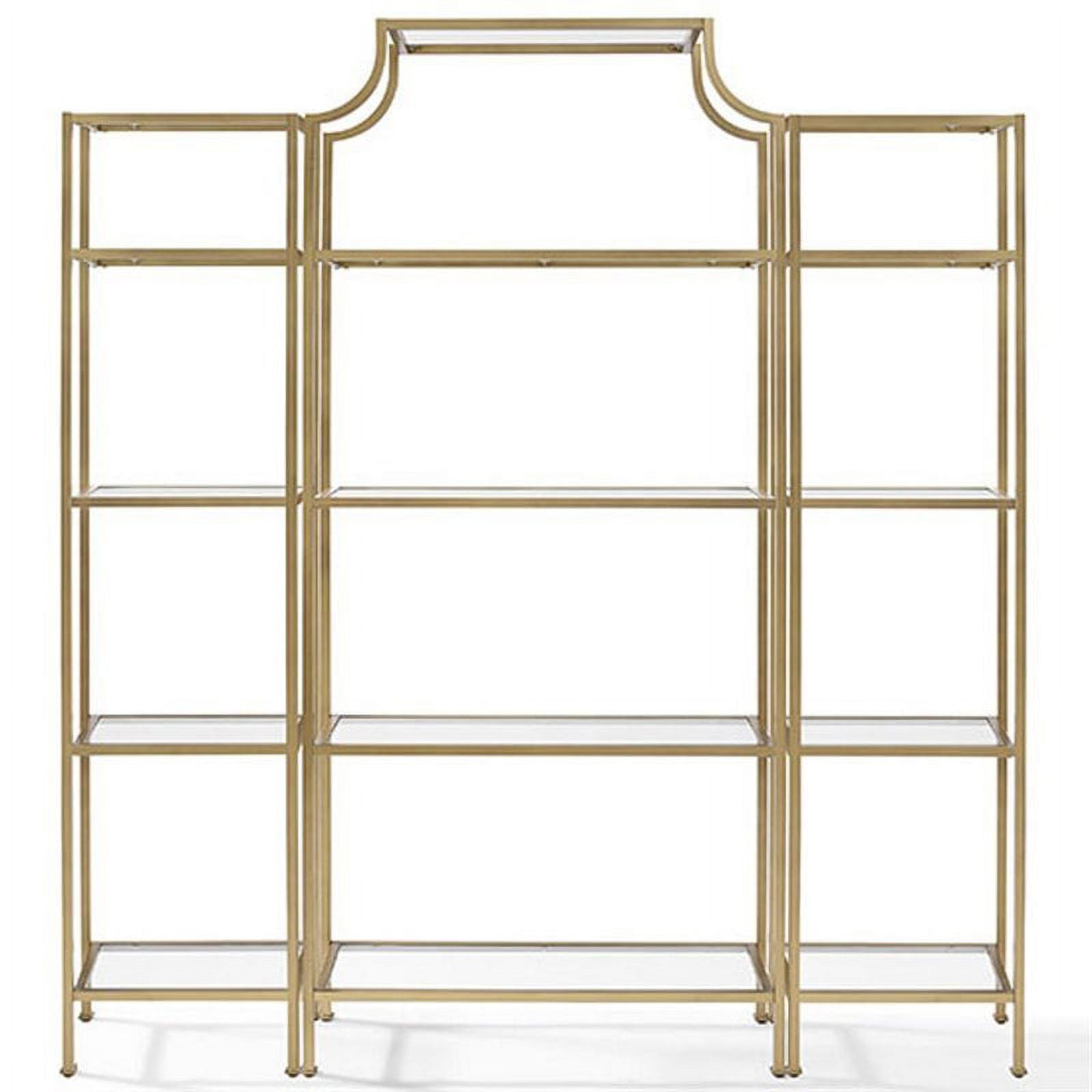 Antique Gold Finish Metal and Glass 3-Piece Etagere Set