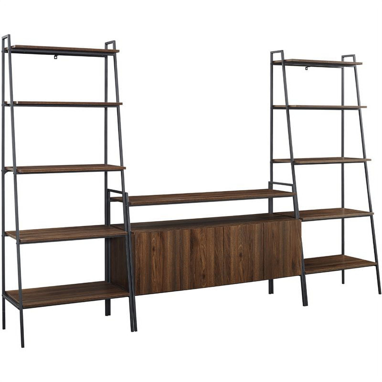 Pemberly Row 3Piece Metal and Wood TV Console and Ladder Shelves in