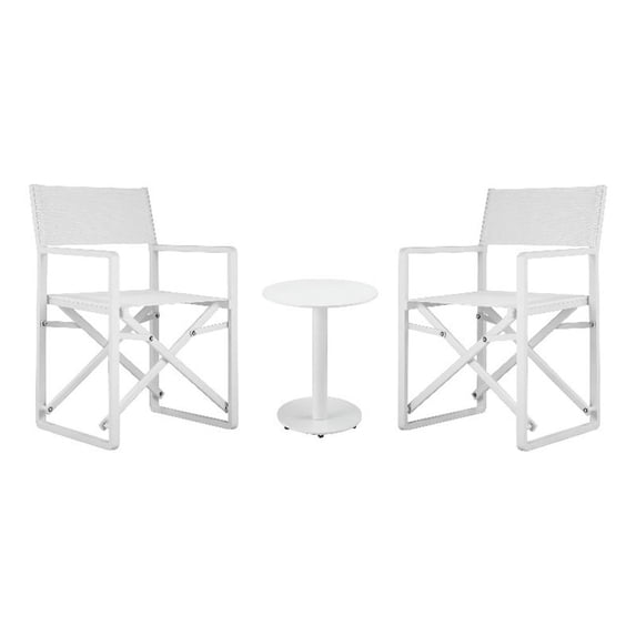 Pemberly Row 3-Piece Modern Aluminum Bistro Set in White Finish