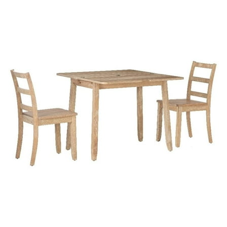 Pemberly Row 3-Piece Modern Wood Dining Set with Storage in Gray Wash