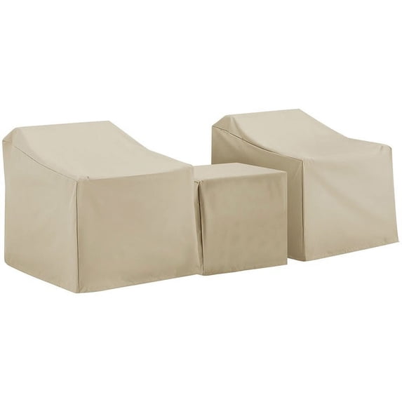 Pemberly Row 3 Piece Patio Conversation Cover Set in Tan