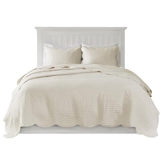 Pemberly Row 3-Piece Polyester Microfiber Coverlet Set in Cream