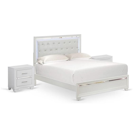 Pemberly Row 3-Piece Queen Bedroom Set with Nightstand in White