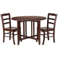 thumbnail image 1 of Pemberly Row 3-Piece Round Drop Leaf Solid Wood Dining Set in Antique Walnut, 1 of 5