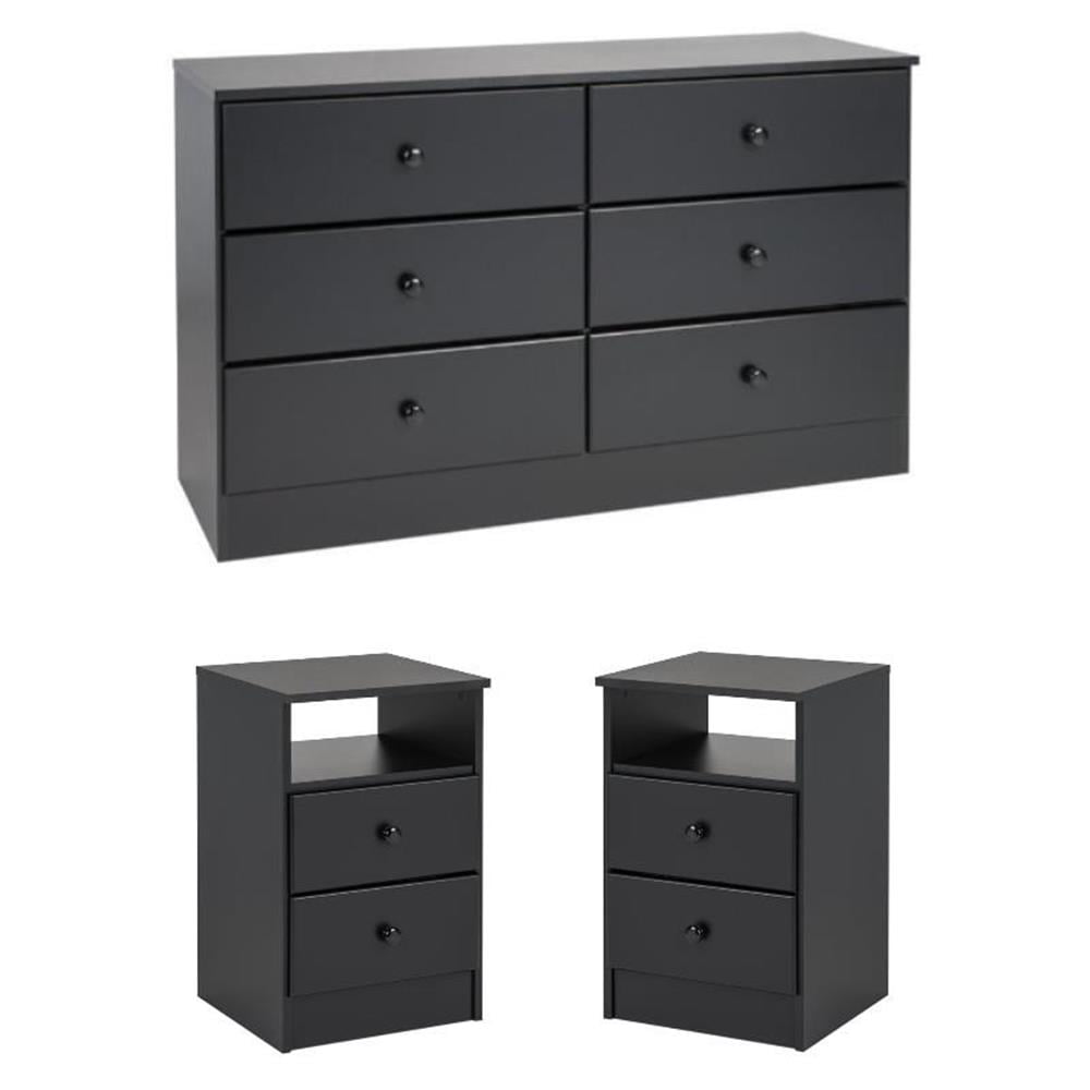 Pemberly Row 3-Piece Contemporary Wood Bedroom Set, Black