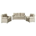 thumbnail image 1 of Pemberly Row 3 Piece Sofa Set Linen Recliner Chair&Loveseat&Sofa-Light Camel, 1 of 8
