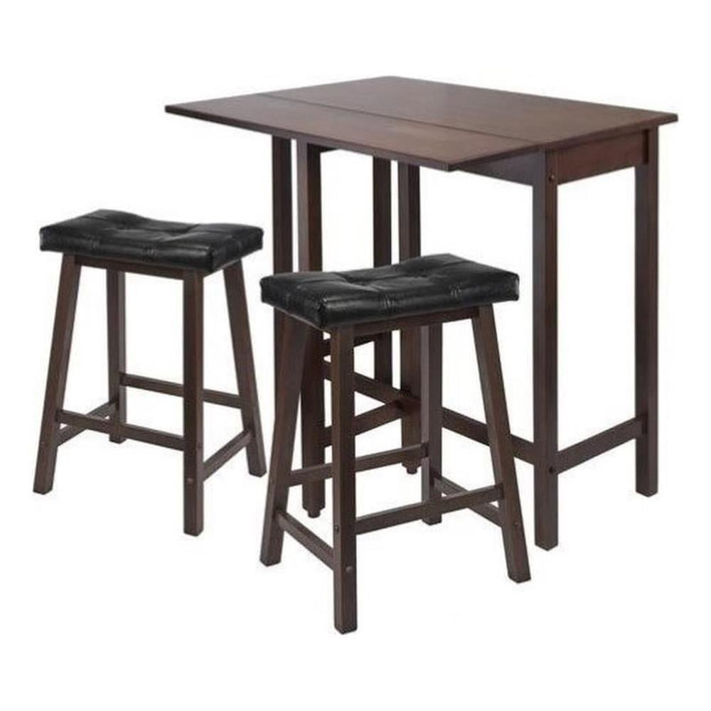 Antique Walnut 3-Piece Solid Wood Kitchen Dining Set