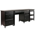 thumbnail image 1 of Pemberly Row 3-Piece Transitional Solid Wood Writing Desk Set in Black, 1 of 15
