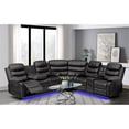 thumbnail image 1 of Pemberly Row 3 - Piece USB Vegan Leather Reclining Sectional with Sound System, 1 of 4