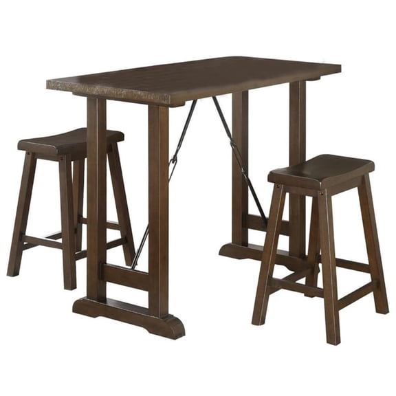 Pemberley Row Acacia Veneer Brown Cherry Counter Height Dining Set Rectangular Assembly Required