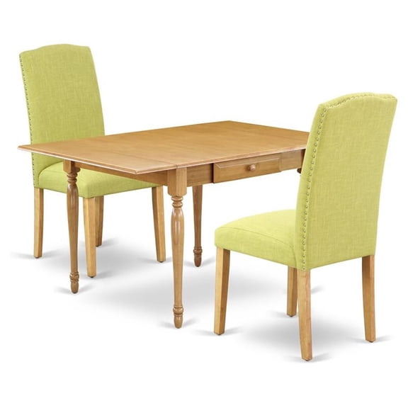 Pemberly Row 3-Piece Wood Dining Set with Drop Leaves in Oak/Limelight