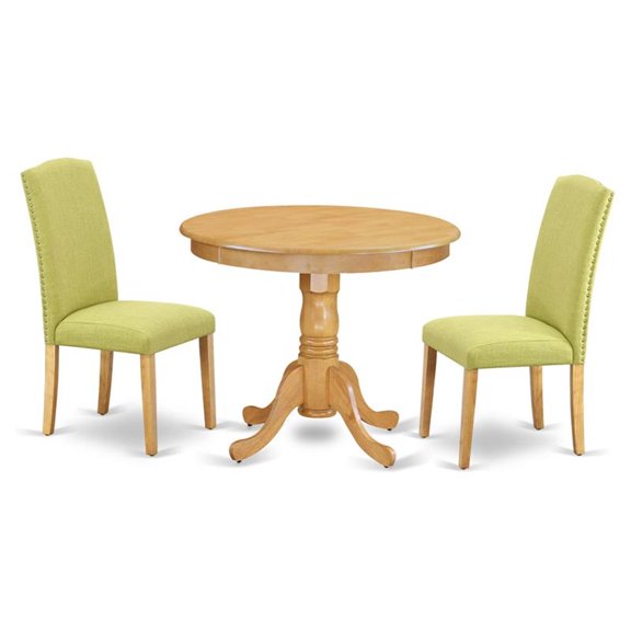 Pemberly Row 3-Piece Wood Dining Set with Round Table in Oak and Lime