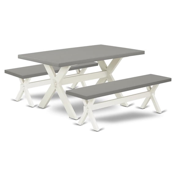 Pemberly Row 3-Piece Wood Rectangle Kitchen Set Linen White Cement
