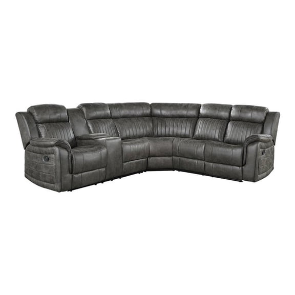 Pemberly Row 3-Piece Wood and Microfiber Reclining Sectional in Brownish Gray