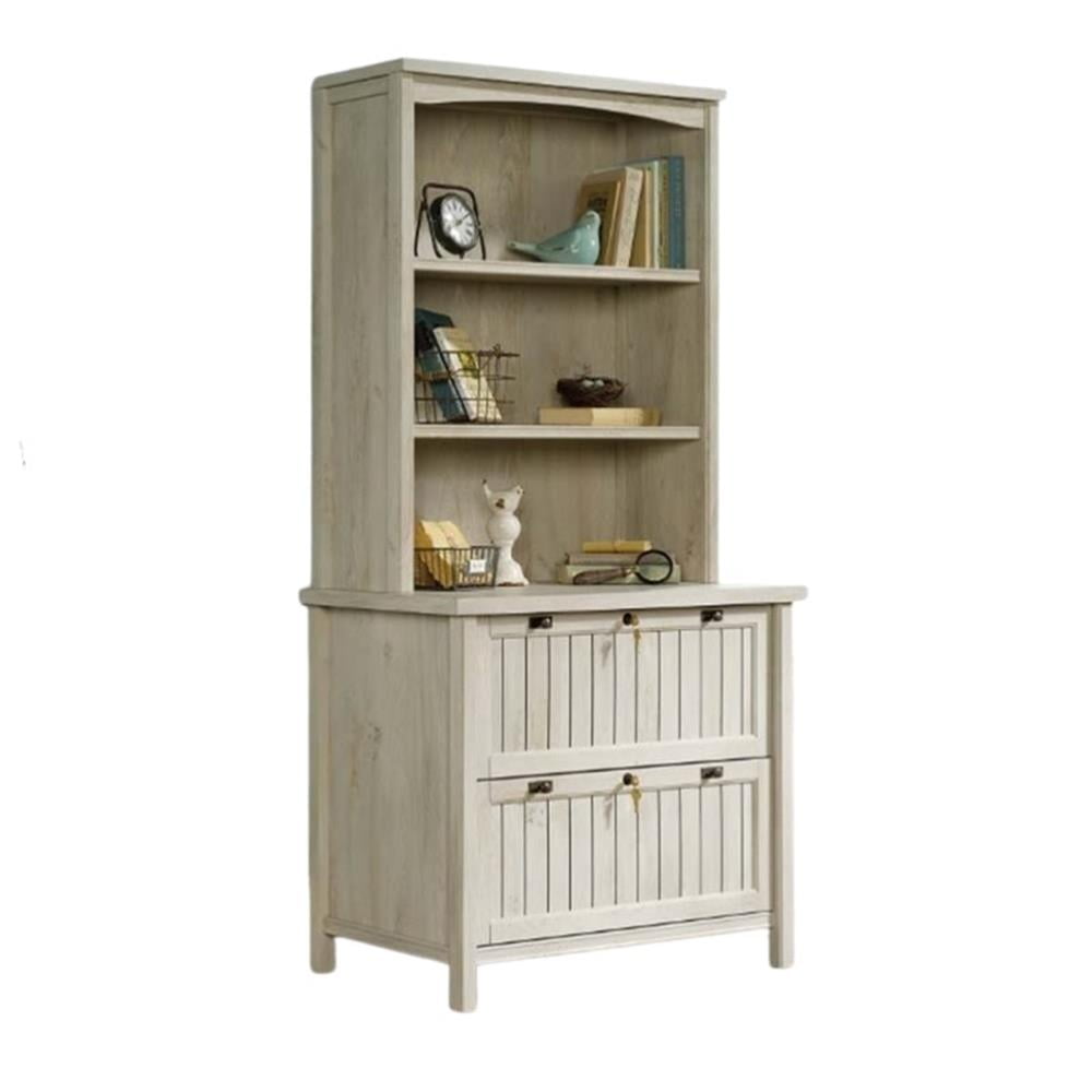 Pemberly Row 3-Shelf File Cabinet Bookcase in Chalked Chestnut ...