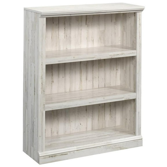 Pemberly Row 3-Shelf Modern Engineered Wood Bookcase in White Plank