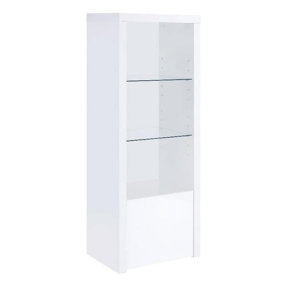 Pemberly Row 3-Shelf Modern Wood Media Tower with Lower Cabinet in White
