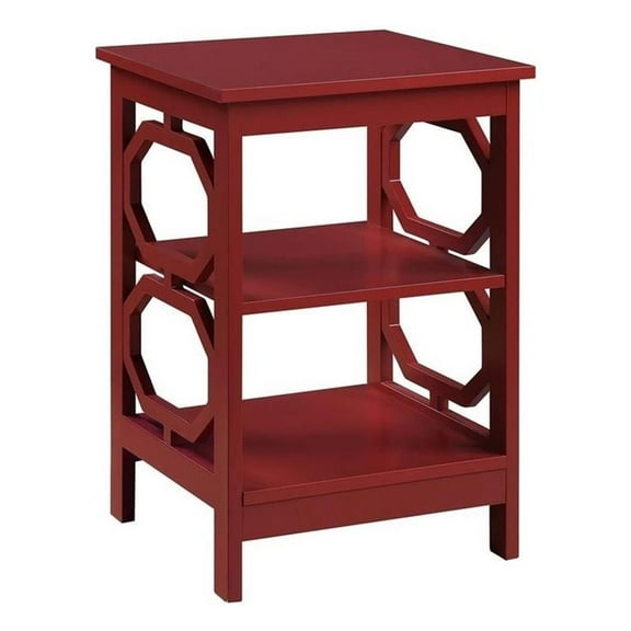 Pemberly Row 3 Shelves Contemporary Wood End Table in Cranberry Red