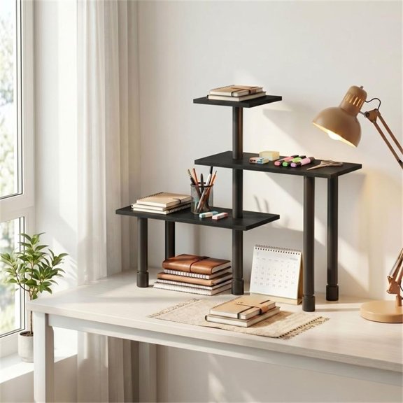 Pemberly Row 3-Tier Adjustable Desktop Organizer in Espresso