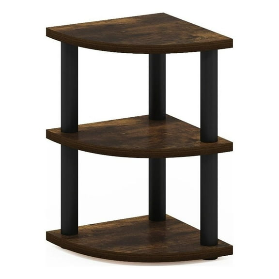Pemberly Row 3-Tier Corner Countertop Organizer Shelf in Amber Pine/Black
