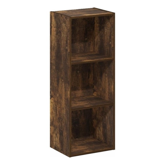 Pemberly Row 3 Tier Open Shelf Bookcase for Display and Storage in Amber Pine