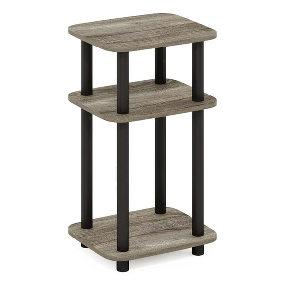 Pemberly Row 3-Tier Turn-N-Tube Curve End Table in Side Table French Oak/Black