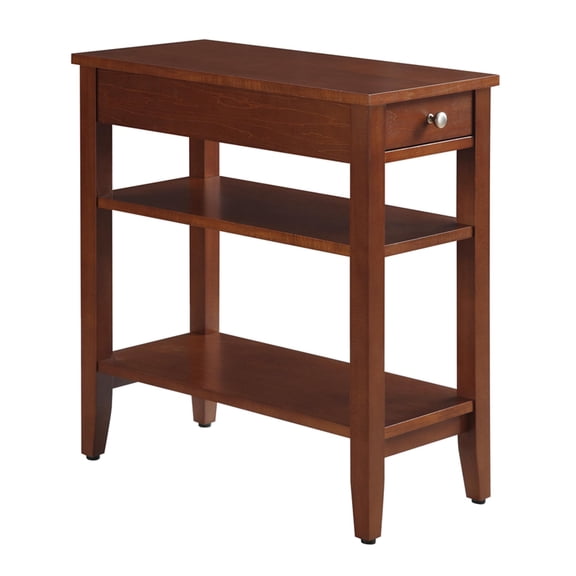 Pemberly Row 3-Tier and 1-Drawer Transitional Wood End Table in Cherry