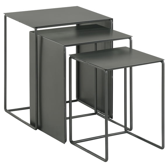 Pemberly Row 3-piece Modern Rectangular Metal Nesting Table Gray