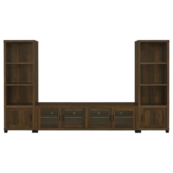 Pemberly Row 3-piece Transitional Wood Entertainment Center in Dark Pine