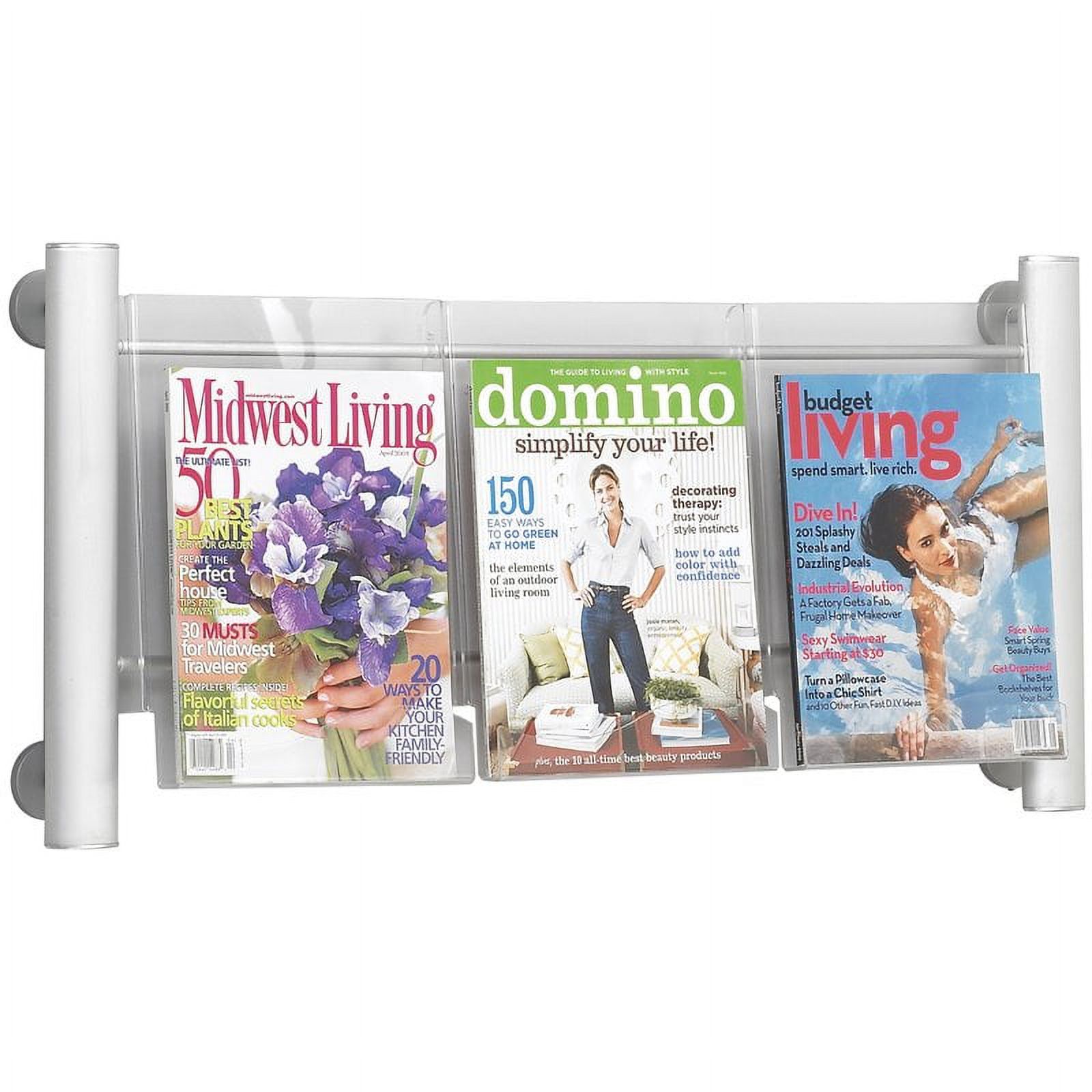 Rowley Magazine Rack Pemberly Row 3 pocket Magazine Rack in Silver - Walmart.com