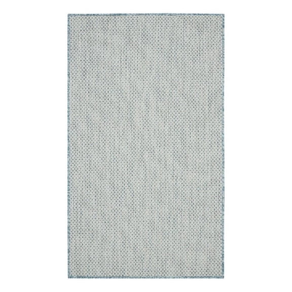 Pemberly Row 3' x 5' Ivory Aqua Fabric Modern Area Rug (3' x 5')